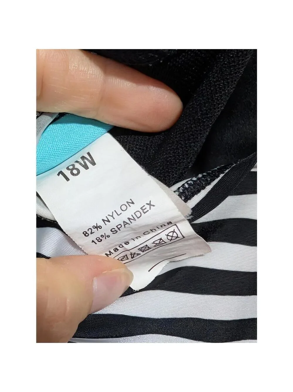 Septangle 18W Stylish Black Swim Dress with Striped Detail